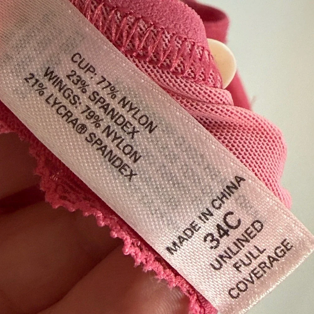 Victoria's Secret Biofit Bra 34C Pink Lace Full Coverage Underwire Fast Shipping